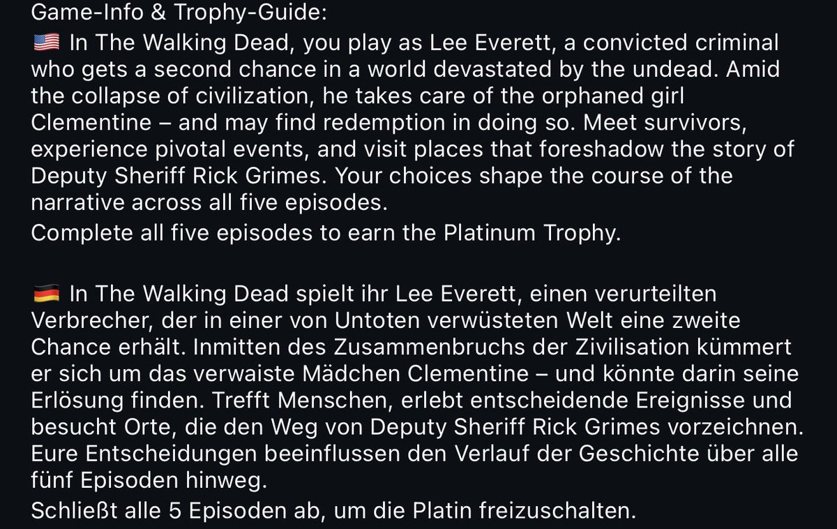 🏆 New Milestone: #Platinum No. 3600 🏆

Today I platinumed #TheWalkingDead (PS3 🇯🇵)  by <a href="/telltalegames/">Telltale</a> ☺️

instagram.com/p/DQr1OwDjMyG/

<a href="/SilentGhost86/">SilentGhost</a> <a href="/PSN_Robert2567/">Robert2567</a> <a href="/IBadDriverI/">IBadDriverI</a> <a href="/Platingamer73/">Platingamer-HRO</a> <a href="/TrophyN3rd/">🎮 TrophyN3rd</a> <a href="/PlatCat/">TᕼE ᑭᒪᗩTIᑎᑌᗰ ᑕᗩT</a> <a href="/DerPlatinjunge/">Platinjunge</a> <a href="/Phil_TDZ/">Siralja</a> <a href="/Luc0rval/">The Dutch 🇳🇱 Trophy🏆 Hunter</a>