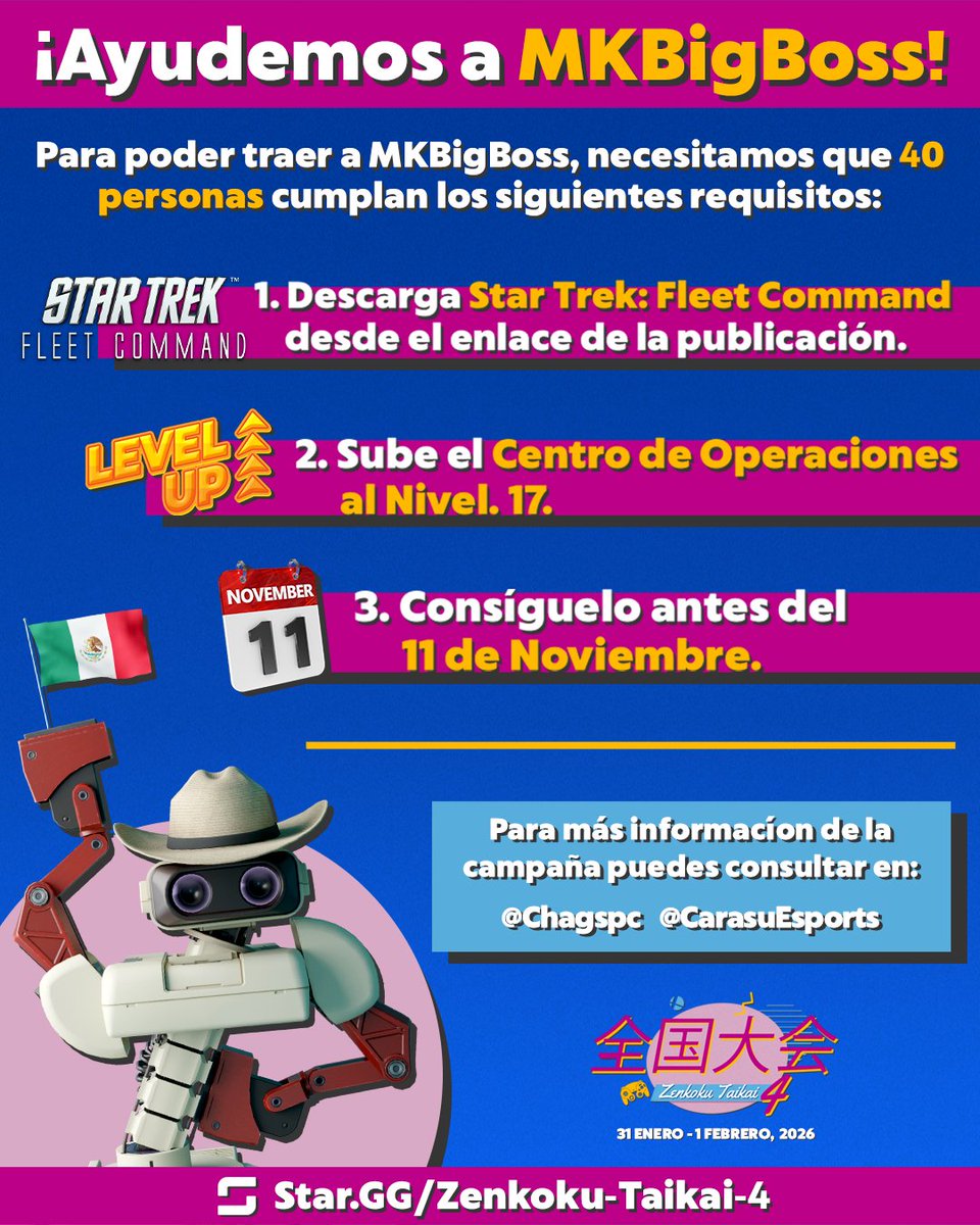 strms.net/startrek_chags…

RECUERDEN AYUDARNOS CON ESTA CAMPAÑA PARA TRAER A BIGBOSS AL ZENKOKU TAIKAI 4!