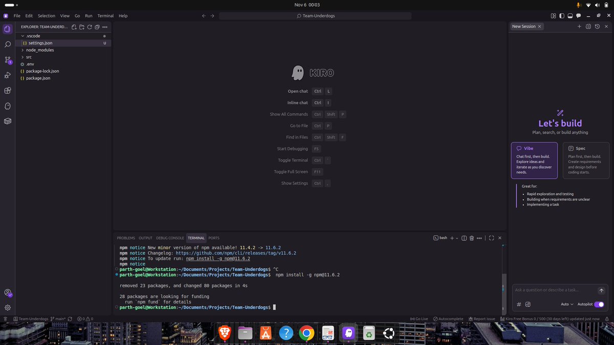 codeslayerTanj's tweet image. - Woke up late and suddenly I was bombarded with a lot of work 
- Finalised the team for a hackathon 
- Brainstormed ideas (many of my friends helped me in this )
- Now building the prototype 

btw using Kiro for the first time 
#tanjiro #kiro