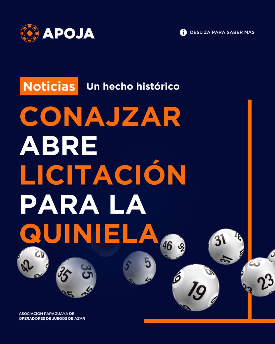 apoja_py's tweet image. 📢 ¡NOTICIA HISTÓRICA! CONAJZAR convoca a Licitación Pública para la Quiniela 🎱
¡Un hecho sin precedentes! Por primera vez, el llamado a licitación se realiza para hasta tres (3) oferentes, conforme a lo establecido en la nueva normativa.