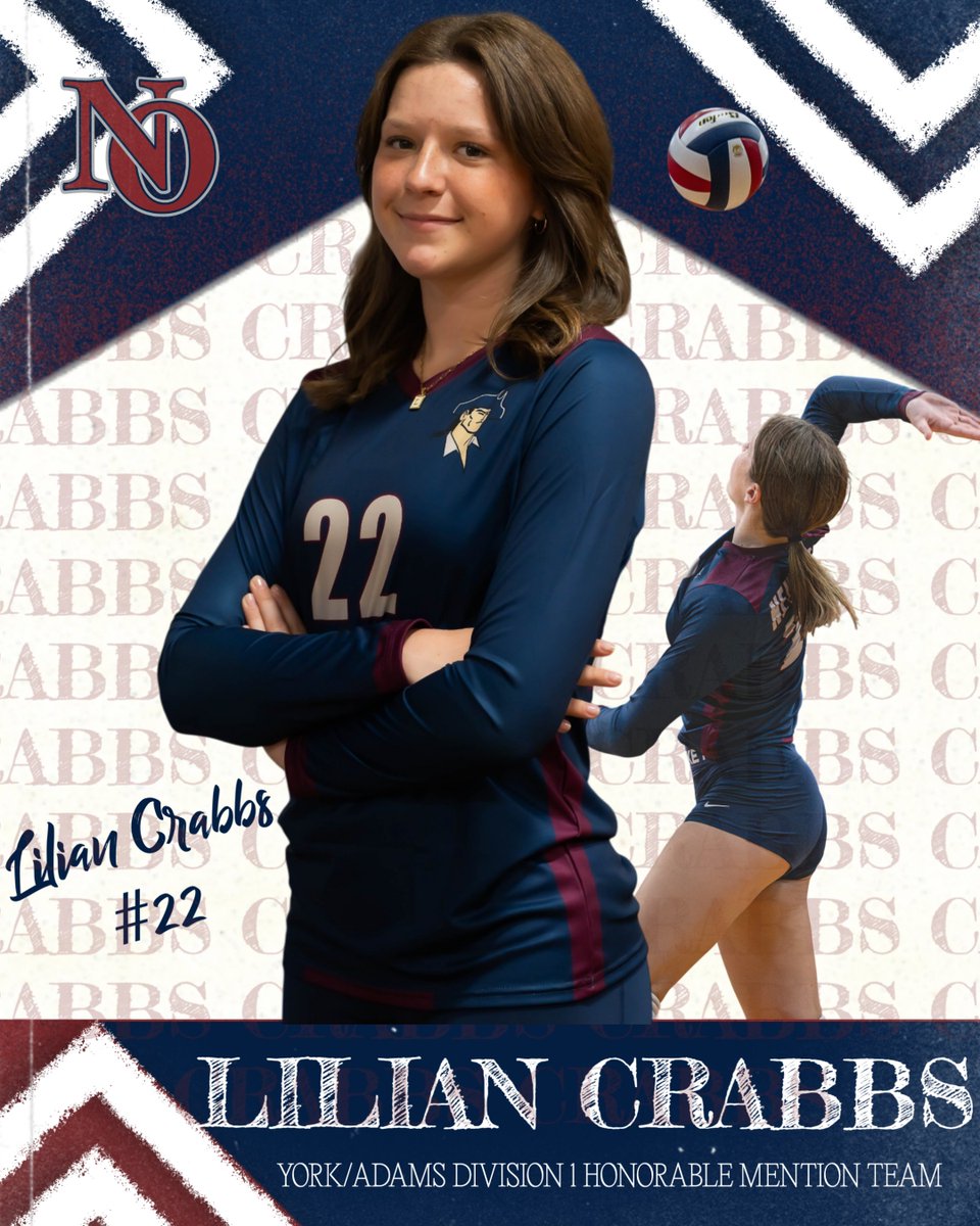NewOx_Athletics's tweet photo. 🏐Congratulations to Lilian Crabbs on being named to the York/Adams Division I Honorable Mention Team for her volleyball season!
We’re proud of your hard work and dedication this year. 👏🏼 https://t.co/vLrOkiJrFs