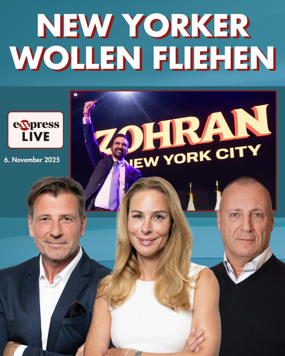 Morgen, ab 7:30 Uhr bei #exxpressLIVE: New York im Ausnahmezustand – Der Sozialist Zohran Mamdani wird erster muslimischer Bürgermeister der Stadt. Beginnt jetzt der linke Umbau Amerikas? Antisemitismus auf Rekordhoch – Linke und islamistische Gruppen sorgen in Österreich für
