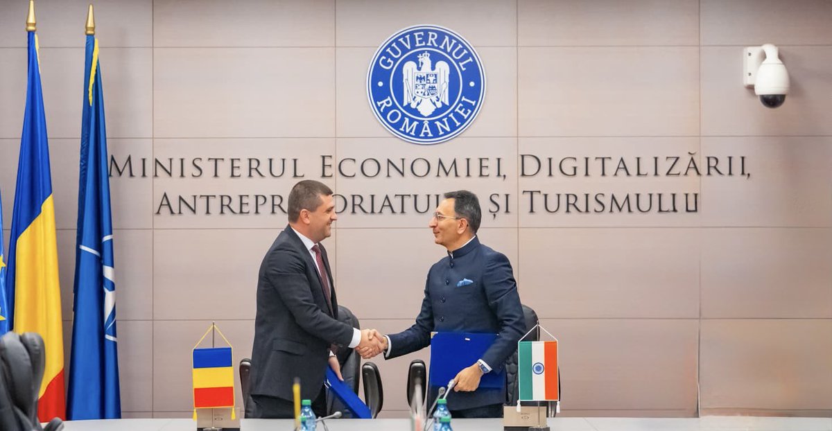 JitinPrasada's tweet photo. The signing of the Protocol for the Joint Committee for Economic Cooperation marks another step forward in advancing India–Romania economic ties.
In my discussions with H.E. Mr. Radu-Dinel Miruță and during the India–Romania #JCEC, we explored new dimensions of partnership in innovation, entrepreneurship, and sustainable industry development. @eoiromania . @DPIITGoI @DoC_GoI