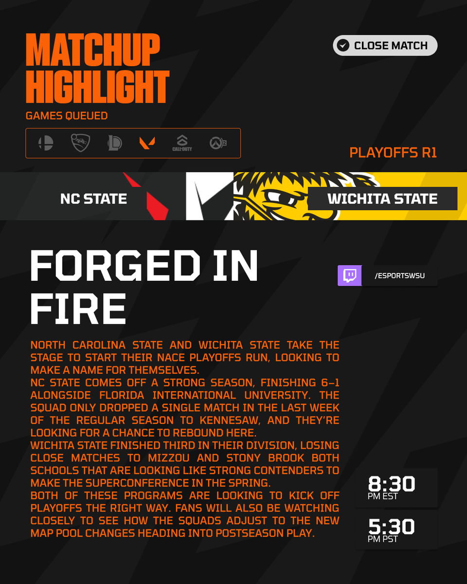NACEsports's tweet photo. The spoils go to the victor.

@ncstateesports take on @EsportsWSU for glory in NACE VALORANT Playoffs ⤵️ https://t.co/Wi1UWStKBt