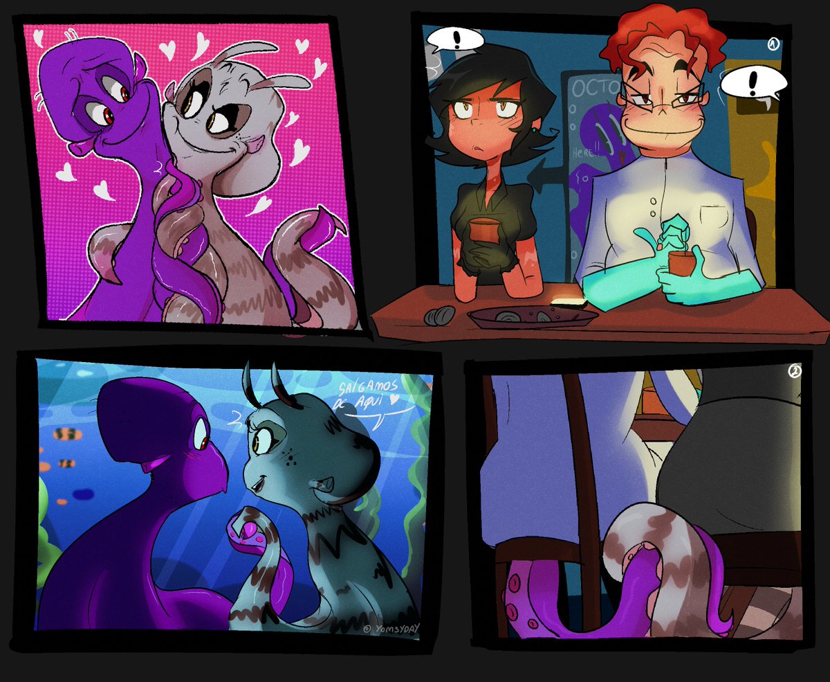 yomsypie's tweet image. an OC x canon from a ship of the movie Penguins of Madagascar, specifically with Dave the octopus

the OC is named Calyssa (Dr. Pearl Octopus), a Mime octopus
#pom #ThePenguinsofMadagascar #Ocxcanon #yumeship #selfship