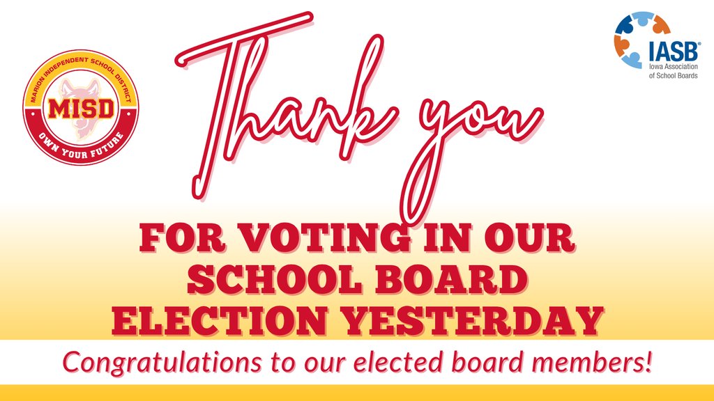 Thank you to all of our MISD community members who made their voices heard in yesterday’s Board of Education election! Congratulations to our newly elected board members. We look forward to the work ahead together. 🎉 #MISDInspire #MISDOwnYourFuture