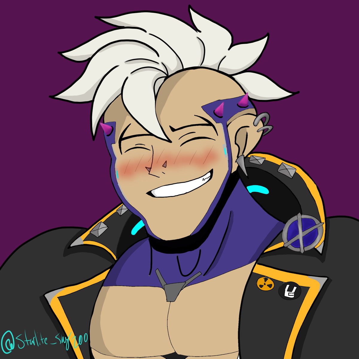 Starlite_Sky200's tweet photo. Feel he’d get flustered if you compliment the Cutie patootie 🤭! #hazard #overwtach2 #phreaks #Overwatch2fanart #art https://t.co/RgVThcuapL