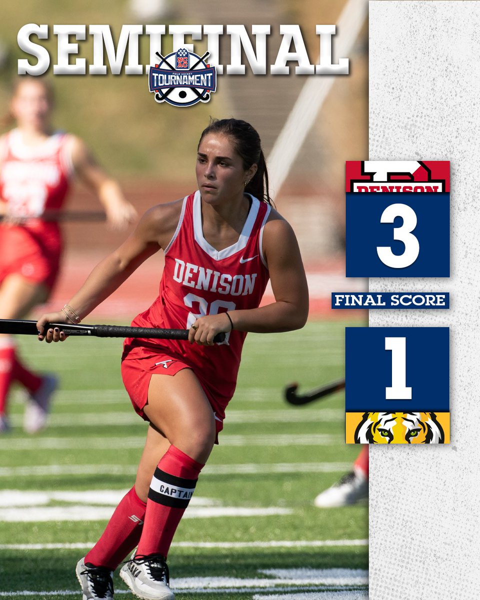🏆 #ncacfh25 | Semifinal

FINAL: No. 2 <a href="/DenisonSports/">denisonsports</a> 3, No. 3 <a href="/DePauwAthletics/">DePauw Tigers</a> 1

With the win, the Big Red advance to the 2025 <a href="/NCAC/">NCAC</a> Field Hockey Tournament Final and will travel to Delaware, Ohio, to take on No. 1 Ohio Wesleyan on Saturday, November 8 at 2:00 PM.
