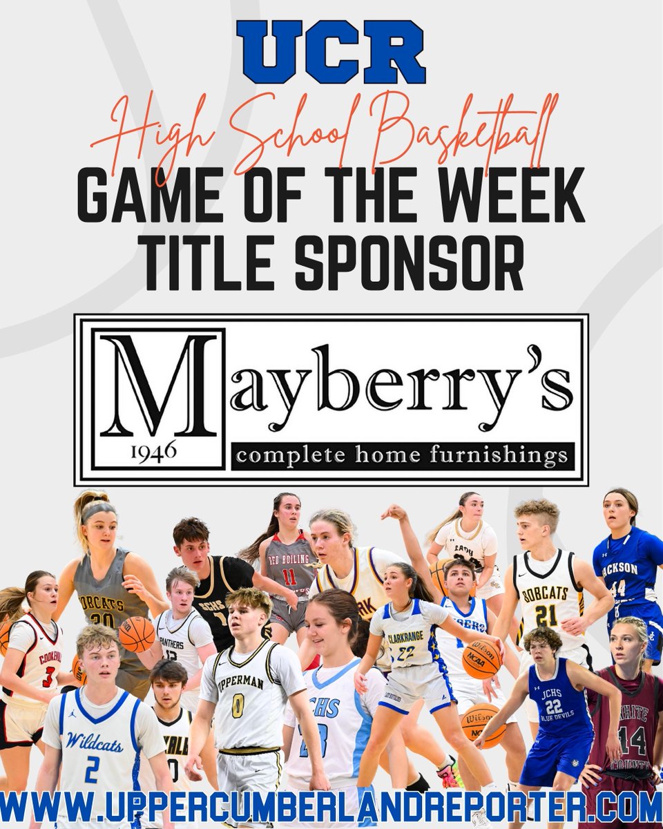 UCR is excited to have Mayberry's Complete Home Furnishings on board as title sponsor of the UCR Basketball Game of the Week! 🏀

Mayberry's is already the title sponsor of our football GOTW, and we appreciate their continued Support. Check them out in Crossville and Cookeville!