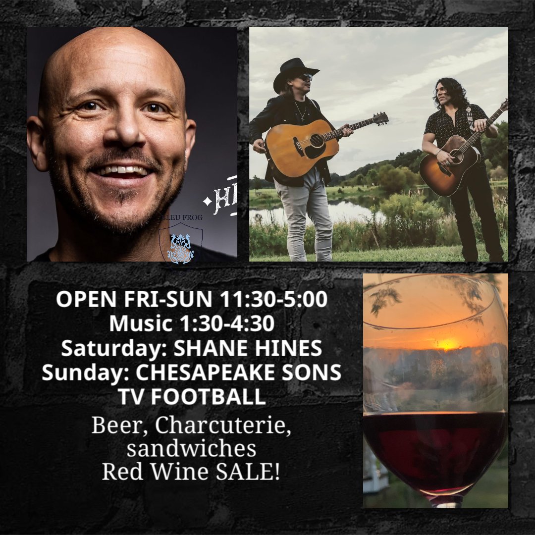 NOV 7-9 Fri-Sun  Gift Cards// 20% off 4 bottles of Red wines / Child Play Area- Fire Pits 🔥 mulled wine, Beer, snacks, Bleu Frog merchandise-Family/Pet Friendly-TV - #winery #dcswinecountry #BleuFrog #leesburgva #lucketts #drinknova #winery #bleufrog  #ShaneHines #chesapeakesons