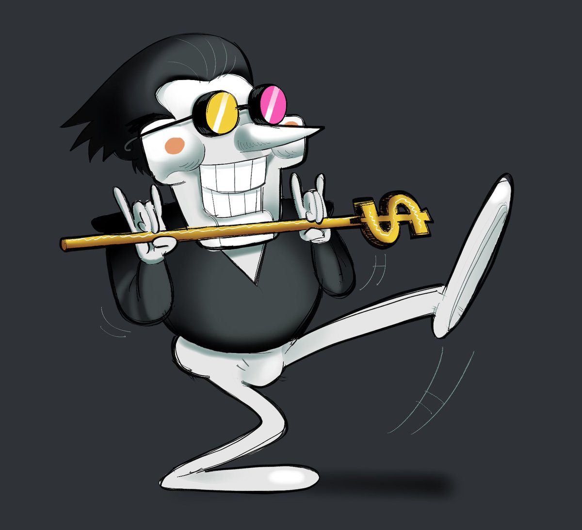 i imagined Spamton doing a Michigan J. Frog-styled dance, thought it was humorous enough to draw