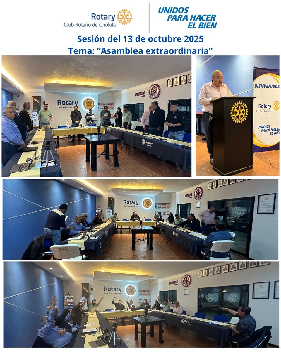 La vida del club gira en función de los acuerdos tomados por la mayoría de sus socios. Celebramos Asamblea Extraordinaria el 13 de octubre 2025, y tomar acuerdos importantes
#Rotary #GenteDeAcción #WeAreRotary #PeopleOfAction #ProudRotarian #clubrotariodecholula #FundacionRotaria