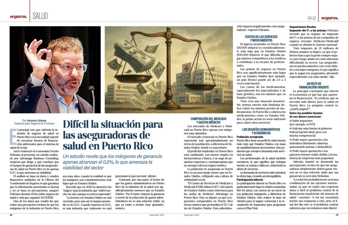 🏥 Difícil la situación para las aseguradoras de salud en Puerto Rico
Un estudio revela que los márgenes de ganancia apenas alcanzan el 0.2%, amenazando la viabilidad del sector y evidenciando la urgencia de nuevas fuentes de financiamiento.
LEE AQUÍ: ow.ly/cTQs50Xll5G