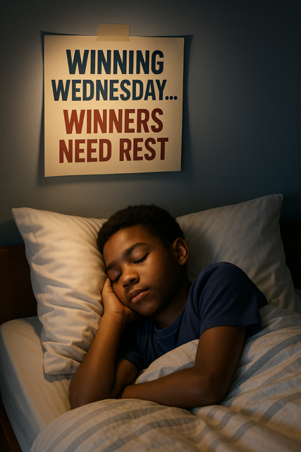coachSullimon's tweet photo. Winning Wednesday 
3 REASONS WHY WINNERS NEED REST
✅ 1. Better Physical Recovery &amp; Performance
✅ 2. Sharper Mental Focus &amp; Decision-Making
Quality sleep enhances brain function, memory, and reaction time
✅ 3. Better Emotional Control &amp; Stress Management
#coachsulli https://t.co/8KB7PelEyo