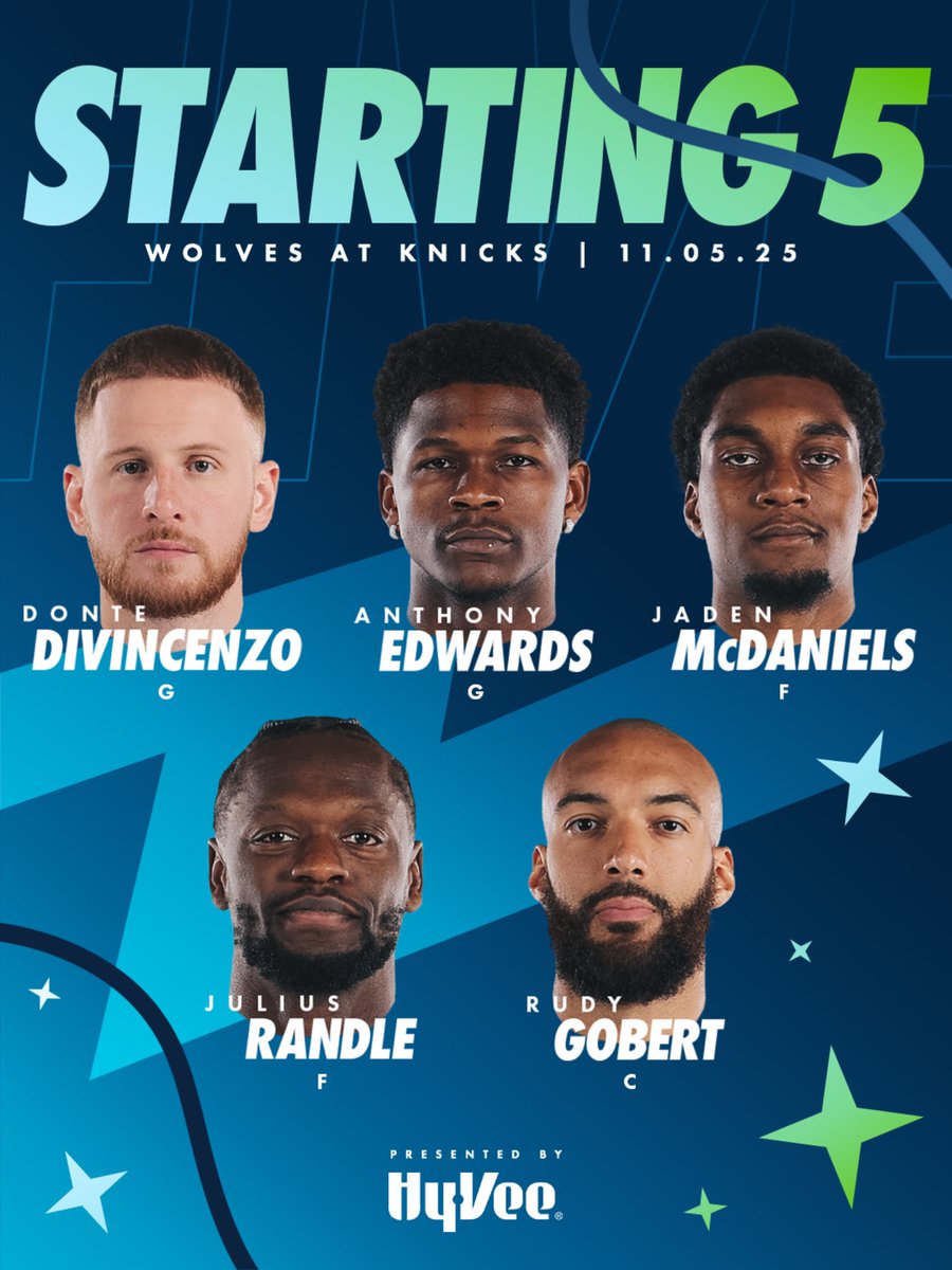 Timberwolves's tweet image. tonight’s FIVE. 🫡