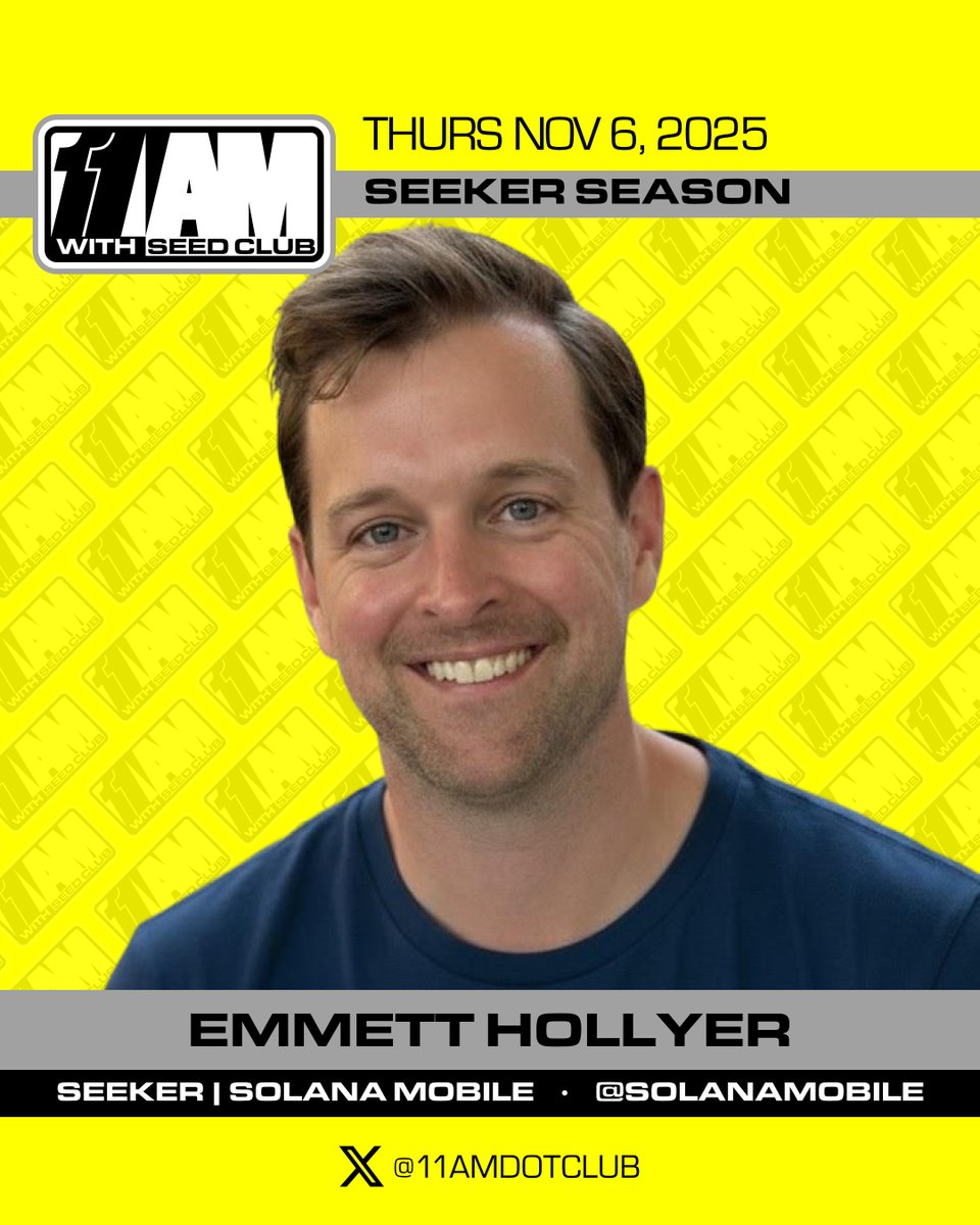 TOMORROW ON 11AM

<a href="/m_it/">Emmett 📱</a> of <a href="/solanamobile/">Seeker | Solana Mobile</a>

– It’s Seeker szn!!
– The Seeker economy &amp; flywheel
– Building in the Solana Mobile eco

Tune in tomorrow at 11AM ET