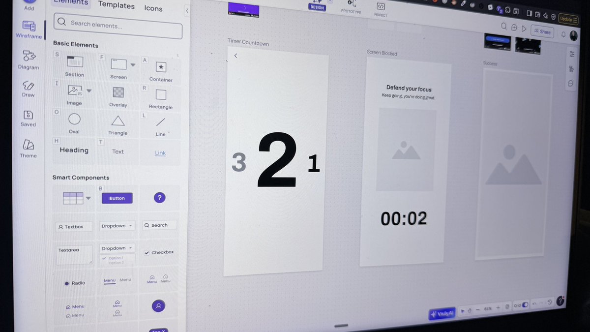 Day 3 of building a better focus app

✅ Further lo-fi wireframing
✅ Drafted game mechanics

Tomorrow, further lo-fi