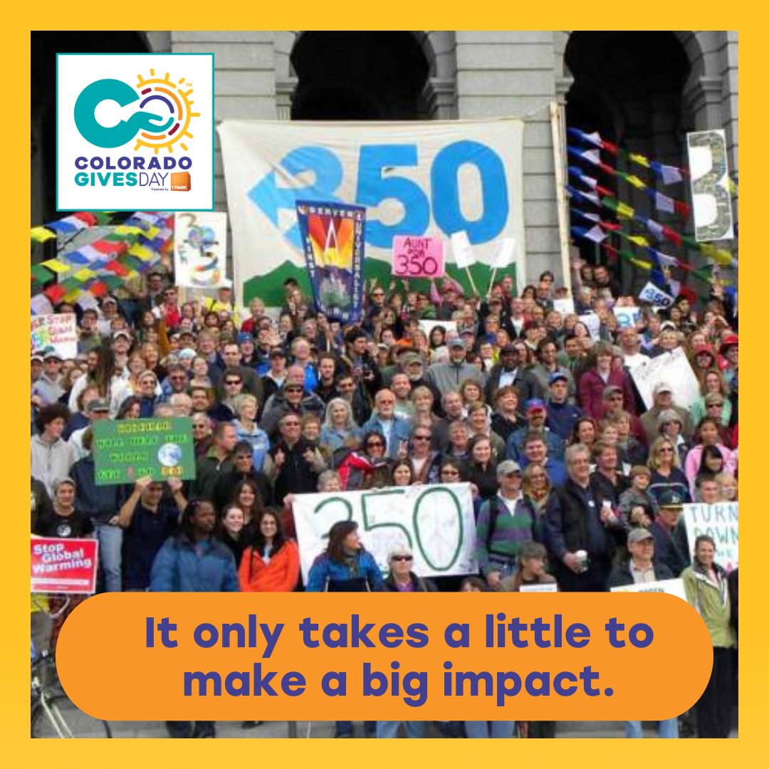 Colorado Gives Day is here! Join us in climate action and make an impact today. Your gift helps 350 Colorado create a fossil-free future! Donate now at the link below. #ColoradoGivesDay #waveofgenerosity

coloradogives.org/organization/3…