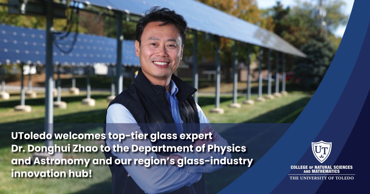 Toledo’s “Glass City” legacy grows stronger! 🌟
ICYMI, <a href="/UToledo/">The University of Toledo</a> welcomes glass expert Dr. Donghui Zhao, joining the $31.3M Northwest Ohio Glass Innovation Hub to advance research, manufacturing &amp; sustainable tech. <a href="/UToledoAstro/">University of Toledo Astronomy & Astrophysics</a> <a href="/UT_PVIC/">PVIC@UT</a> 
🔗bit.ly/3Jz2dm0
 #UToledoGlass