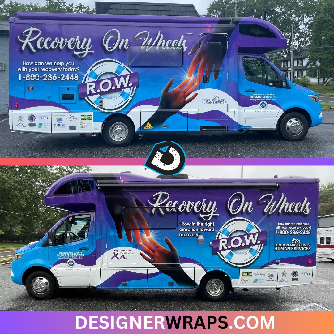 Fresh RV Wrap for Cumberland County Human Services Recovery On Wheels “ROW”. #designerwraps #yourbrandrealized #rvwrap