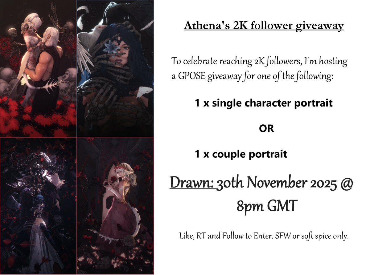 AthenaMoonflow's tweet image. I hit 2K a bit ago, so why not do a giveaway to celebrate it on my birthday! 

1 winner will receive a fully editted gpose. To enter:
-Like, RT and follow for your entry to count
-New followers welcome
-(Optional) Show me a picture of your OC!

Drawn on 30/11 ♥️