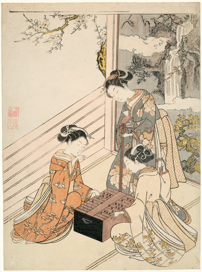 Watching the Game, by Suzuki Harunobu, ca. 1766