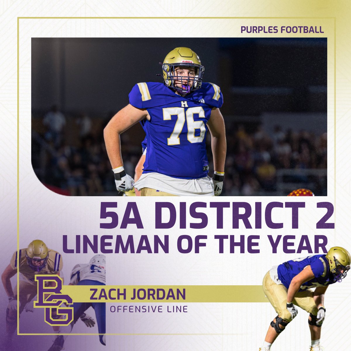PurplesFootball's tweet photo. 5A District 2 Lineman of the Year! https://t.co/Dmc5tiYBRg