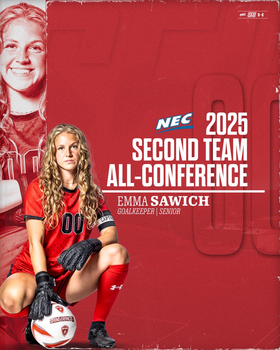 RedFlashWSOC's tweet image. Recognition well earned🙌

Congratulations @emmasawich  on a standout season capped with All- NEC Second team honors!