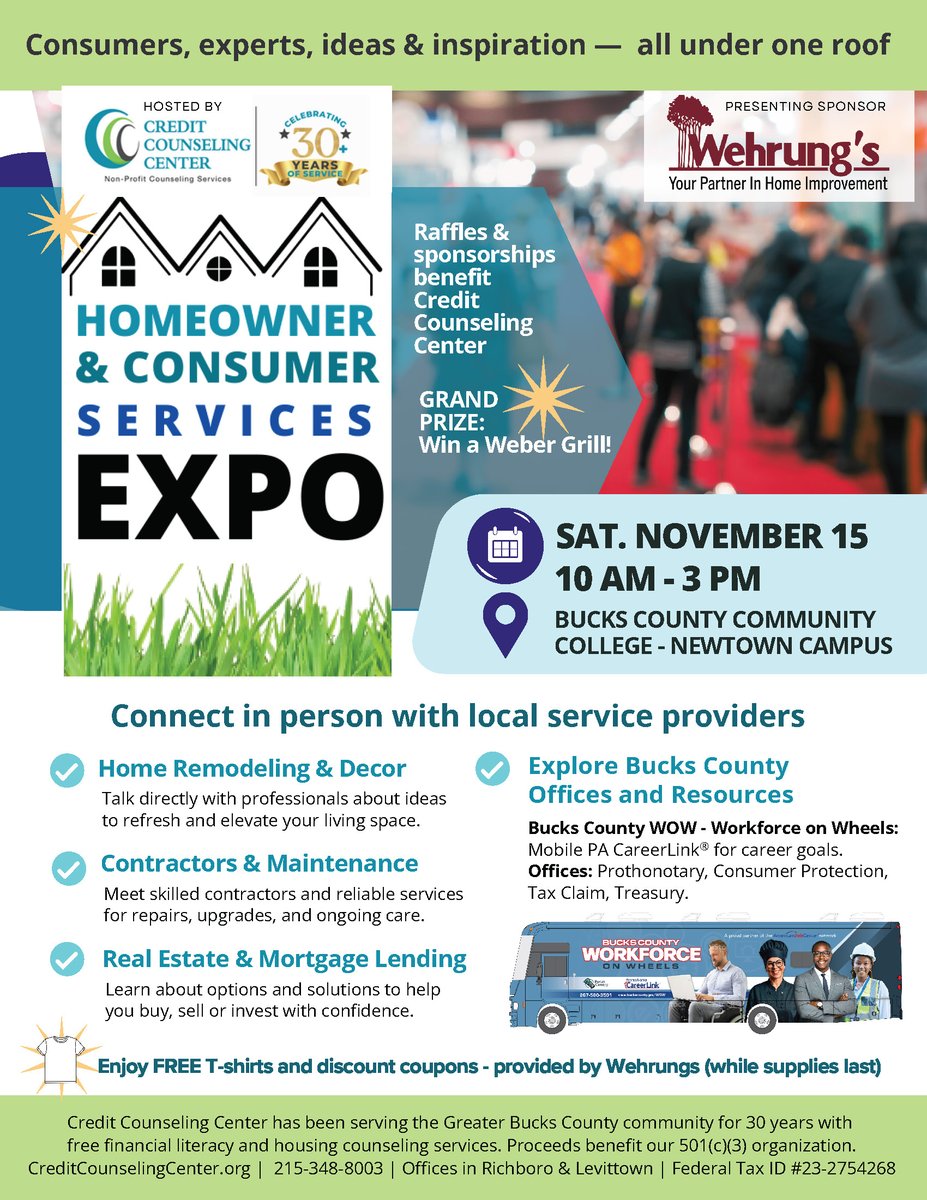 Don't miss the Homeowner &amp; Consumer Services Expo - November 15 from 10 am - 3 pm! Our WOW will be on side offering career support! #homeowners #resourcefair #careergrowth #homerepair