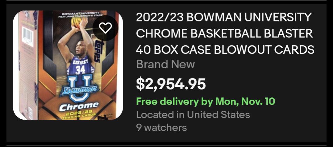MaskedCollect's tweet image. Sealed case of 2022/23 Bowman Chrome University Basketball Blaster 40 Box

Wemby 1st Bowman autos

Blowout cards had it listed at $3k

I'll do $2.5