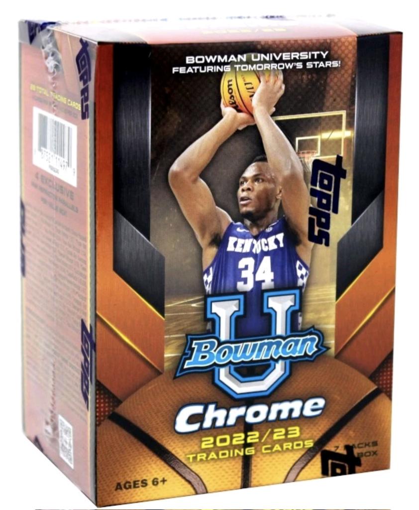 MaskedCollect's tweet image. Sealed case of 2022/23 Bowman Chrome University Basketball Blaster 40 Box

Wemby 1st Bowman autos

Blowout cards had it listed at $3k

I'll do $2.5