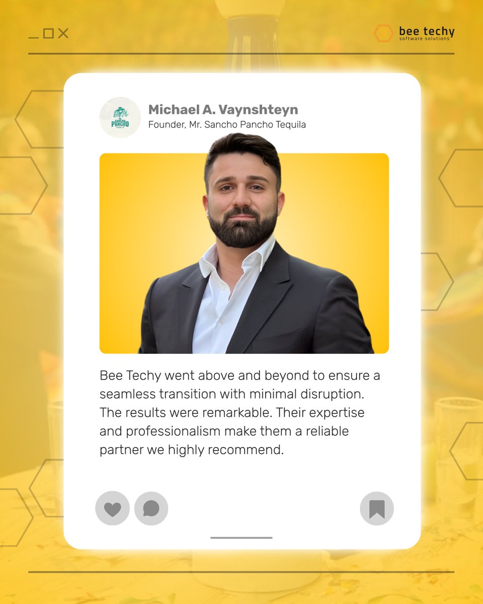 beetechyllc's tweet image. Trust that delivers results 🐝

Honored to work with Mr. Sancho Pancho Tequila, helping them achieve a seamless digital transition with standout results.

💡 Build your next success: beetechy.com/get-quote/

#BeeTechy #ClientSuccess #TechPartner