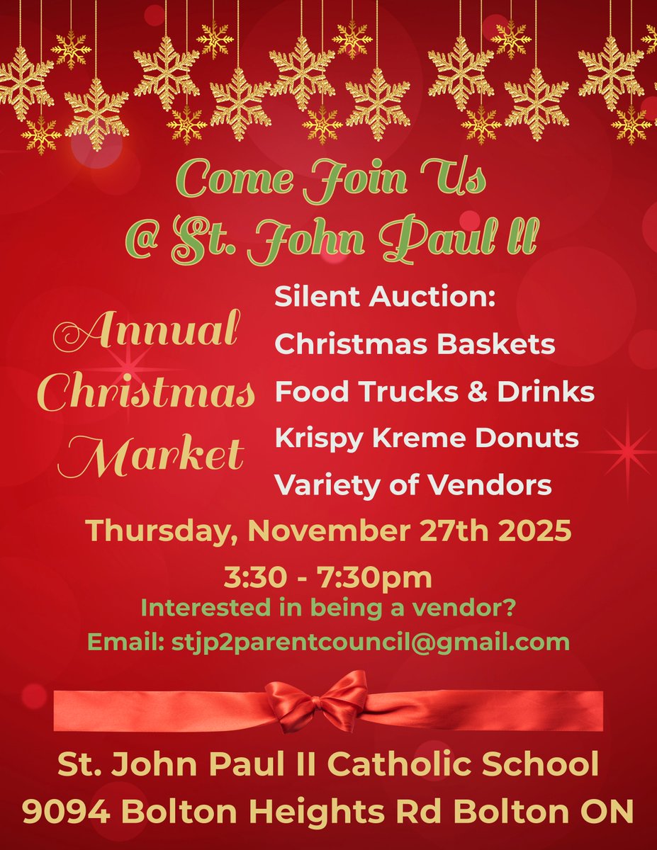 Our Annual Christmas Market is coming up! Please share with friends and family for another successful year! Christmas Basket information will be coming home next week!