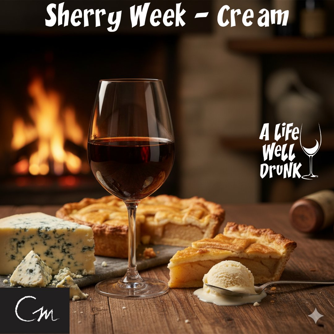 Sweet, smooth, and comforting: Meet Cream Sherry! 🍮 A luscious Oloroso with rich dried fruit, caramel, and nuts. Perfect for after dinner or on its own! #CreamSherry #SweetSherry #DessertWine #OlorosoBlend #SherryWeek #SherryLover