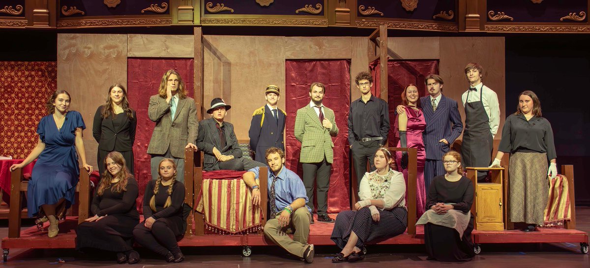 TrineUniversity's tweet image. The stage is set!🎭 Join the cast of the Trine University Theatre this Thursday, Friday and Saturday for the production of “Murder on the Orient Express”. Get your tickets here➡️ trineutickets.universitytickets.com