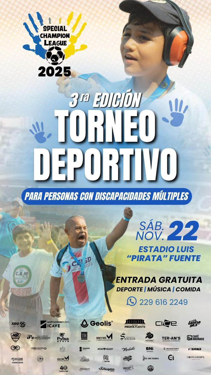 Próxima actividad de nuestros amigos de Red Futuro :

🏆💙 ¡Vuelve la emoción que nos une!
Este 22 de noviembre, el Estadio Luis “Pirata” Fuente será testigo de la pasión, inclusión y alegría del Special Champion League 2025.

¡Te esperamos para ser parte de algo especial!