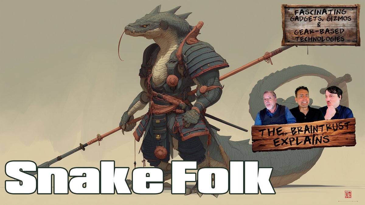 This episode is for our Ophiophilists out there.  Snakes are people too, especially when they are actually people!  In this episode we discuss the naga, ophidians, and the Yuan-Ti, all of which are snake-based creatures.  
Listen here: bit.ly/Snake_Folk