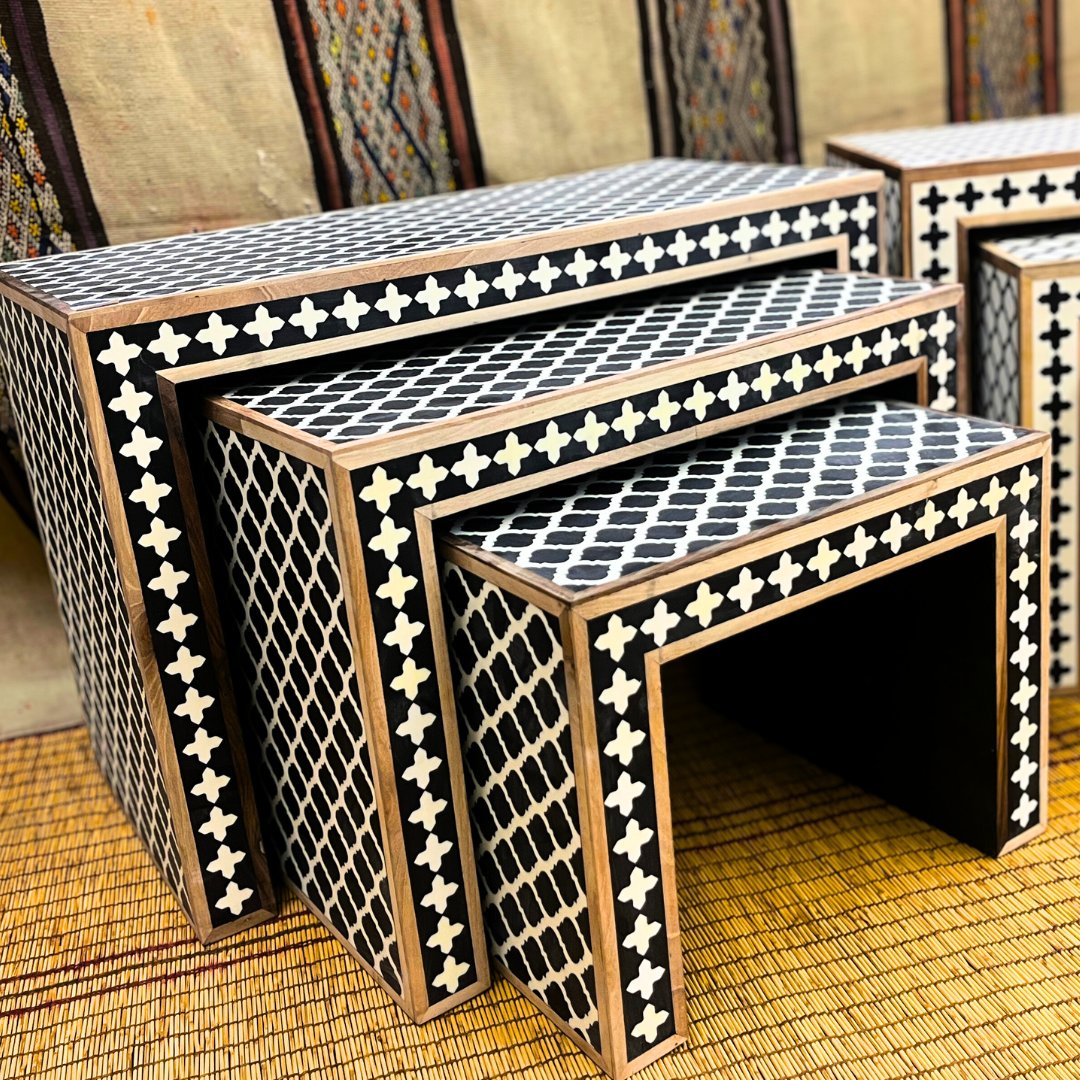 badiadesigninc's tweet image. Small tables, big impact. Our inlay nesting tables are as stylish as they are functional. Explore them in store or online &amp;gt;&amp;gt; bit.ly/4ocsxBx 

📍 Visit our showroom at 5420 Vineland Ave, North Hollywood, CA 91601. We&apos;re open Mon-Sat 10-5.

#NestingTables #BadiaDesign