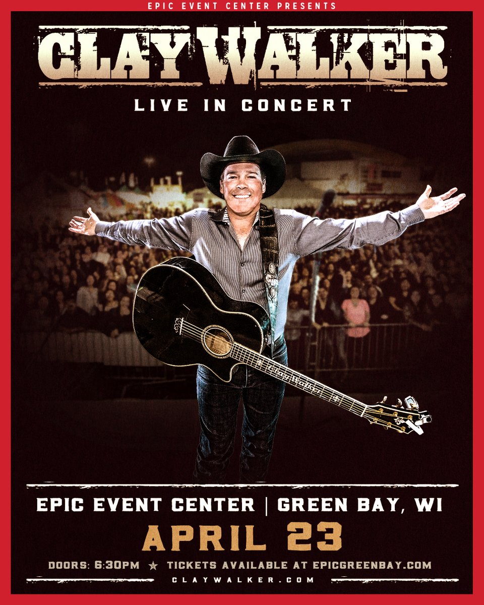 EPICGreenBay's tweet photo. 🎉 JUST ANNOUNCED! 🎉
Country icon Clay Walker is coming to EPIC on April 23!
🎟️ Tickets go on sale Friday, November 21 at 10AM at https://t.co/7r9Pndgwxu.
Get ready for a night of pure country soul and EPIC energy! 💥
#ClayWalker #ThisIsEPIC #LiveCountry #GreenBay https://t.co/f1FAeshigd