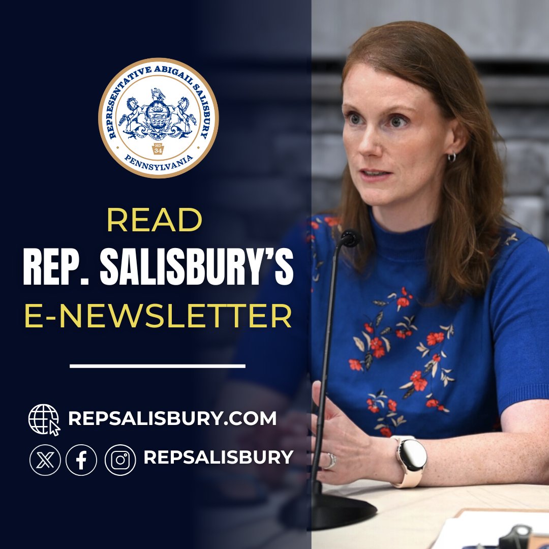 Check out my latest e-newsletter to read about:
· Important food assistance updates
· Continuing the conversation on autism
· Why we need to expand newborn screening
· Babies in the Burgh mobile unit – and more!
pahouse.com/salisbury/Emai…