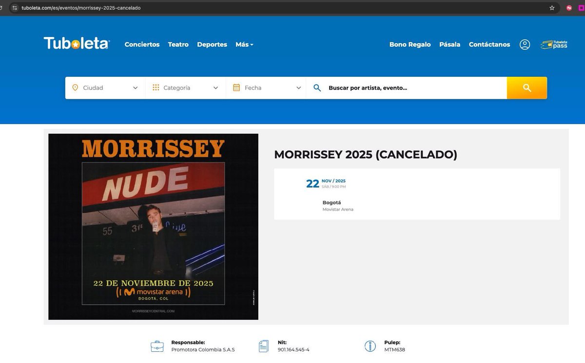 Perú y Colombia cancelado #Morrissey