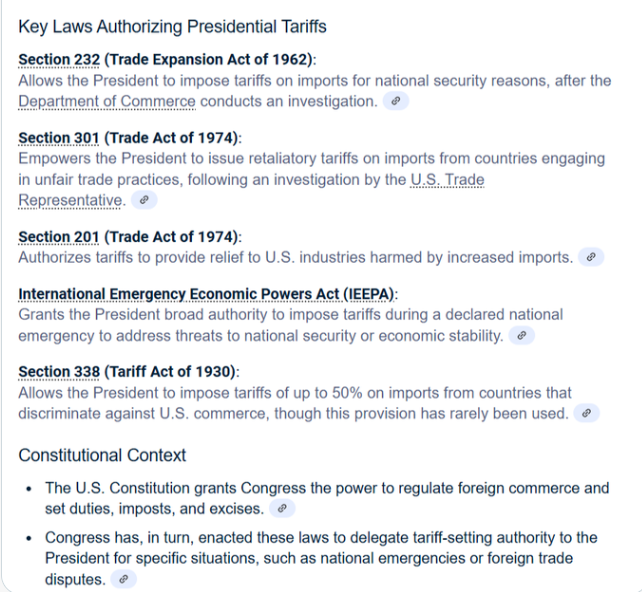 @jsmith4966 SCOTUS can't change the law, and the law currently gives the President Tariff powers under multiple statutes.