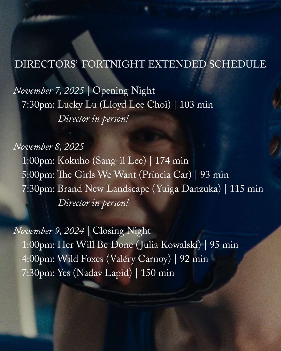 Winner of the SACD Prize for best French film and the Europa Cinemas Label for best European Film at the 2025 Directors’ Fortnight, Valéry Carnoy’s teen boxing drama WILD FOXES comes to the <a href="/directorsguild/">Directors Guild</a> this Sunday as part of Fortnight Extended! 🥊

🎟️: …orsfortnightextended2025.eventive.org/films/68e97b84…