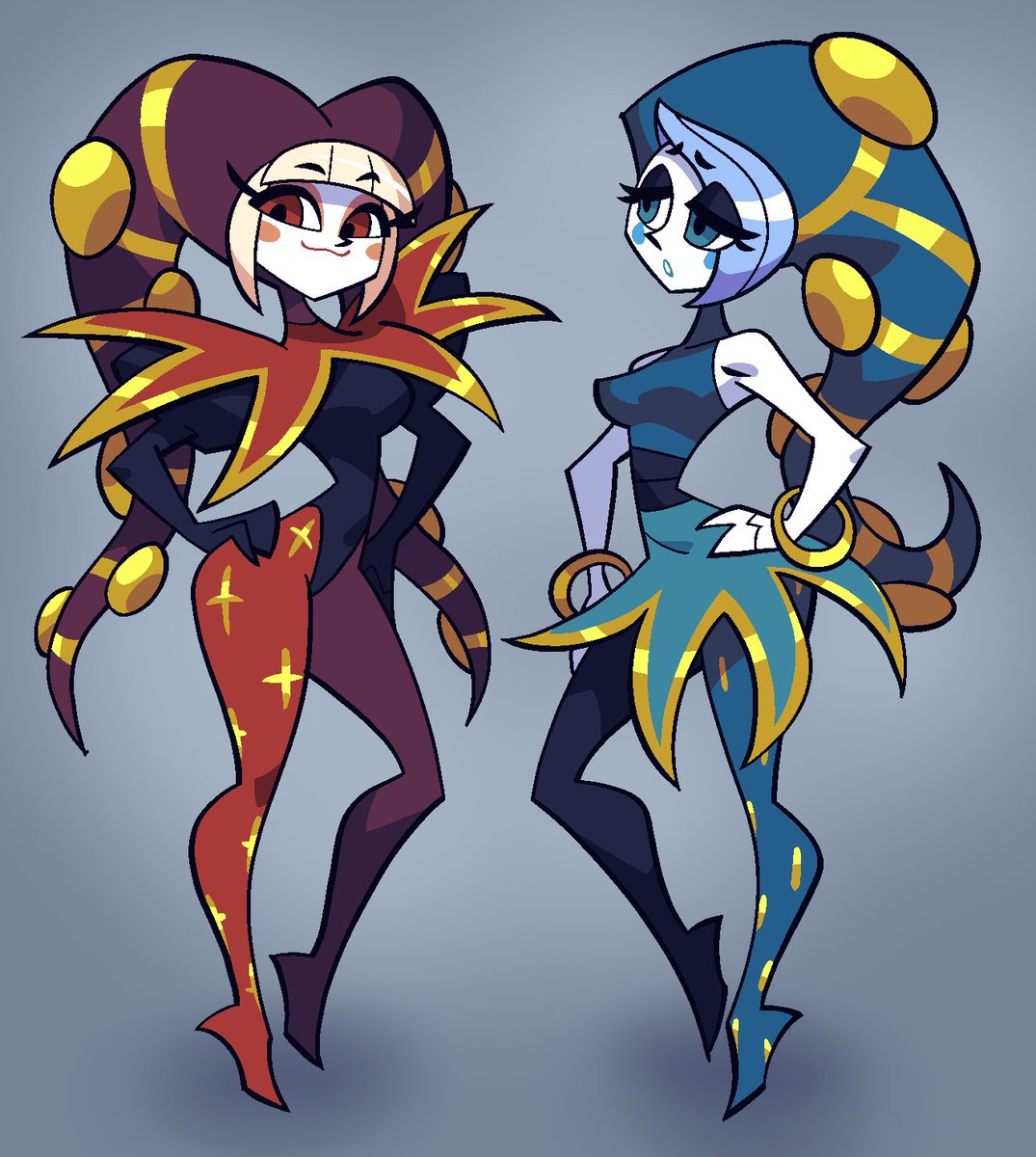 Redesigned those clown sisters I designed a couple years ago that popped off