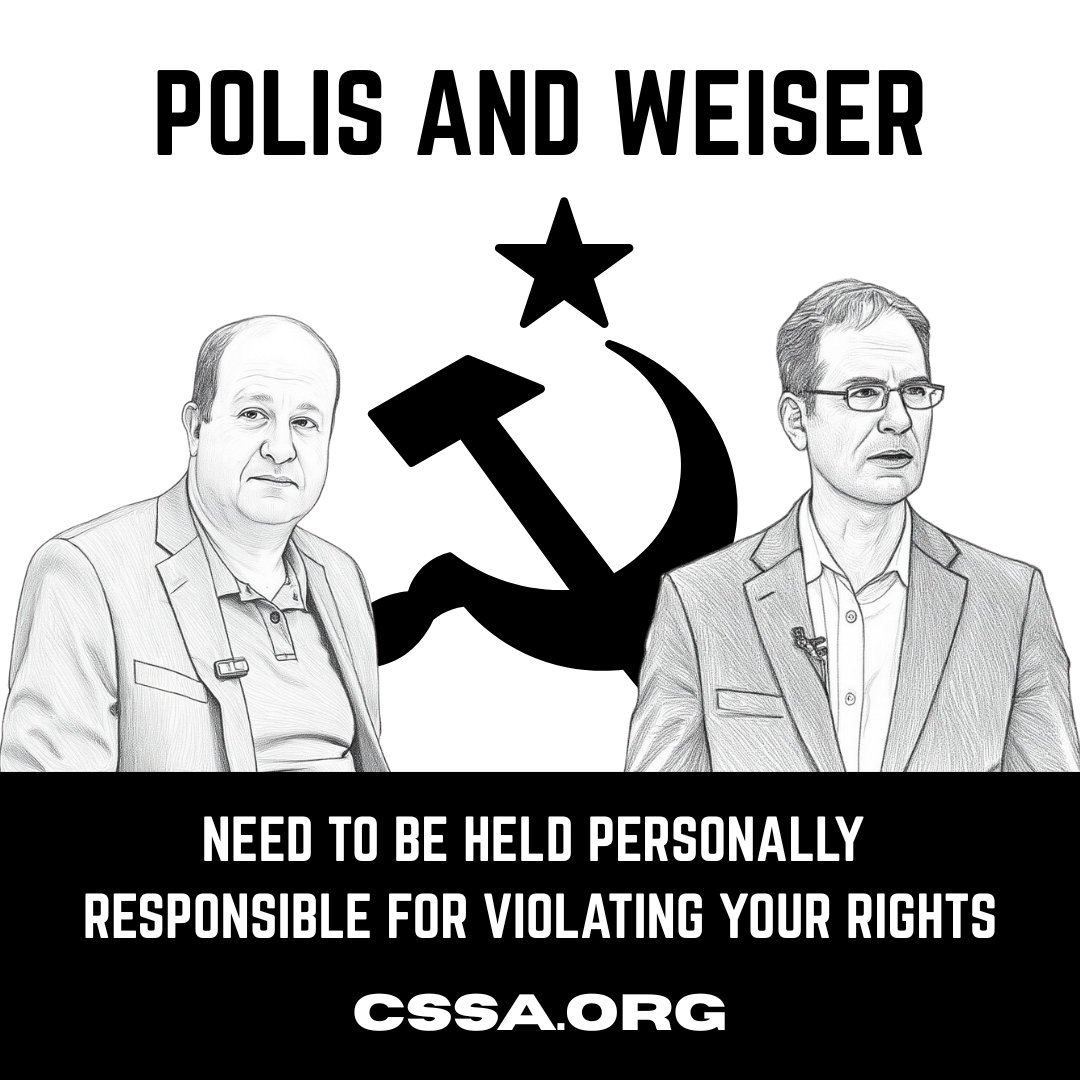 CSSA1926's tweet image. Politicians all-too-regularly violate your rights without facing ANY personal consequences for being tyrants. That&apos;s why in our case against the Polis Gun Ban (Senate Bill 25-003), CSSA is suing Governor Jared Polis and Attorney General Phil Weiser in both their official AND…