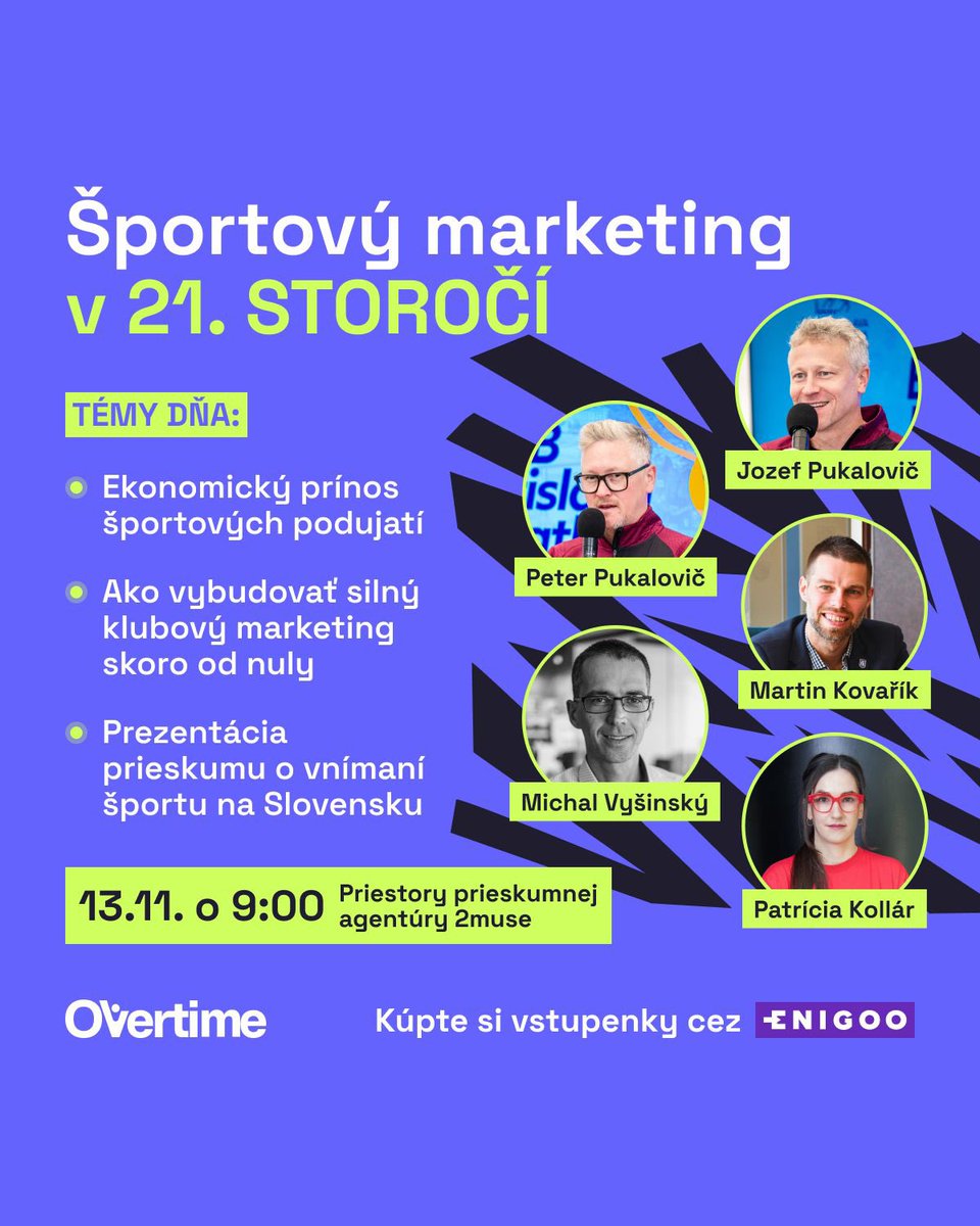 Kdyby se někdo pohyboval příští týden v Bratislavě 🇸🇰, tak doporučuji konferenci Overtime, kterou pořádá <a href="/PaliKruty/">Pali Kruty</a> a Vlado Janček, a to samozřejmě ne jen kvůli mé účasti 😁
