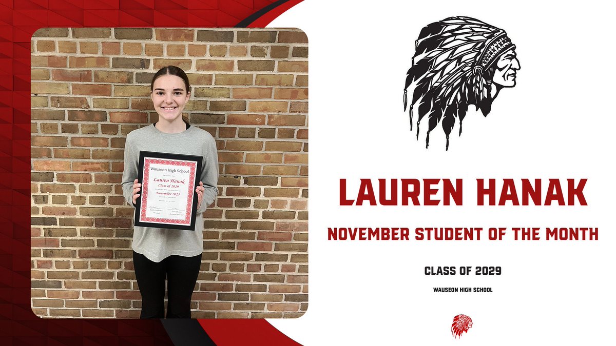 Congratulations to our freshman Student of the Month, Lauren Hanak! Lauren was nominated by Mr. Allen. #WauseonPride