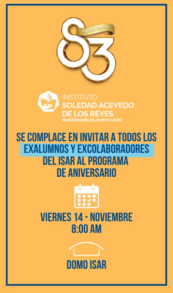 #somosisar
Aniversario 83
#montemorelos
#educacionadventista
facebook.com/share/p/1DMwj7…