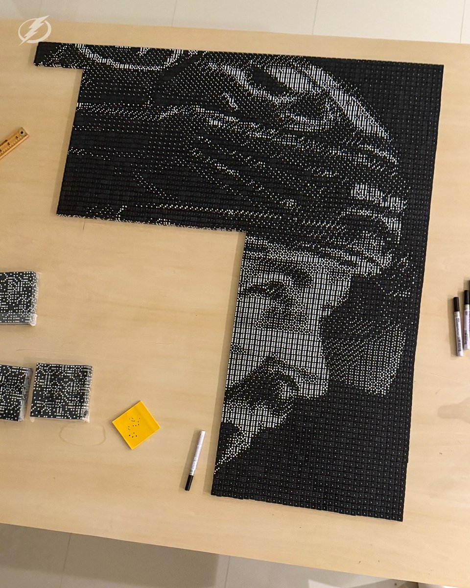 TBLightning's tweet photo. Local artist, Barbara Helman, added Nikita Kucherov to her impressive list of one-of-a-kind celebrity art pieces.

@ThompsonBrandes sat down with Helman to learn how she turned 12,000 dice into Kucherov’s portrait: https://t.co/E8M3yBvAZG https://t.co/7MfHoMwyio
