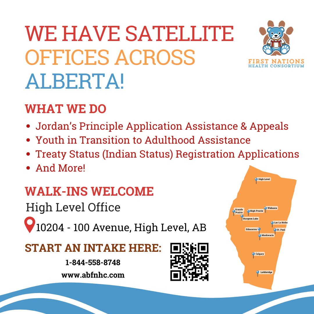FNHCAlberta's tweet image. Come visit our satellite offices! Our first stop is in High Level. 🚗

Our staff assist First Nations and Inuit children and families with Jordan’s Principle applications in Alberta and more!

Visit our website at: abfnhc.com

@FNHCAlberta #INDIGENOUS